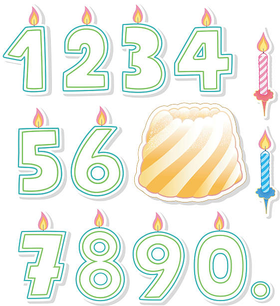 Birthday Cake and Candles vector art illustration