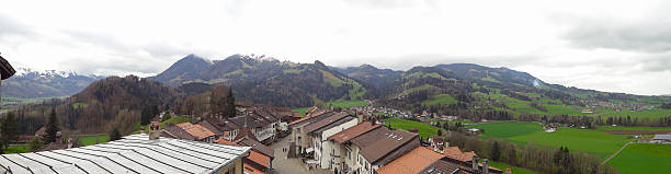 Vicinity of the village Gruyeres,Switzerland Vicinity of the village Gruyeres, famous agricultural and Gruyere cheese making area,Switzerland bulle stock pictures, royalty-free photos & images