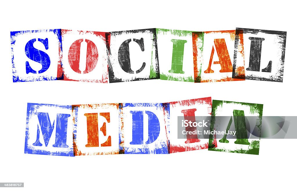 Слово социальные медиа от Марка буквы, ретро-дизайн в стиле гранж - Стоковые фото Без людей роялти-фри