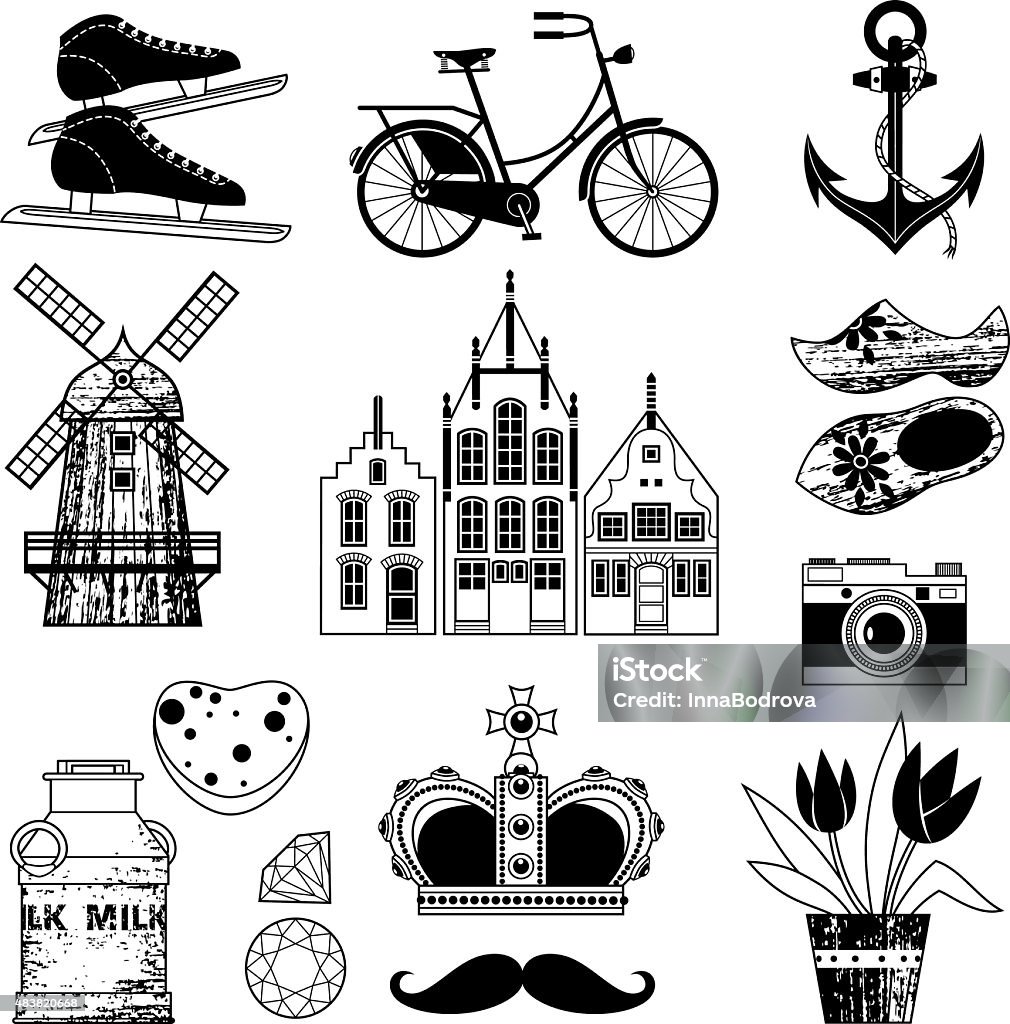 Holland. Symbols. Set of Netherlands Symbols. RGB. Dutch Culture stock vector