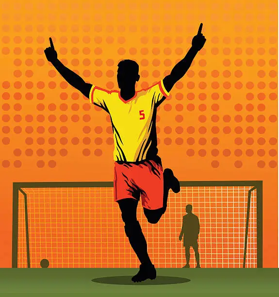 Vector illustration of Soccer Player Celebrating After Scoring Goal