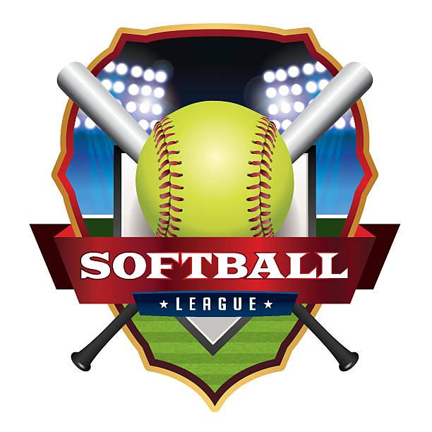 Softball League Emblem Illustration An illustration for a softball league emblem and badge. Vector EPS 10 available. EPS file contains transparencies and gradient mesh. softball homerun stock illustrations