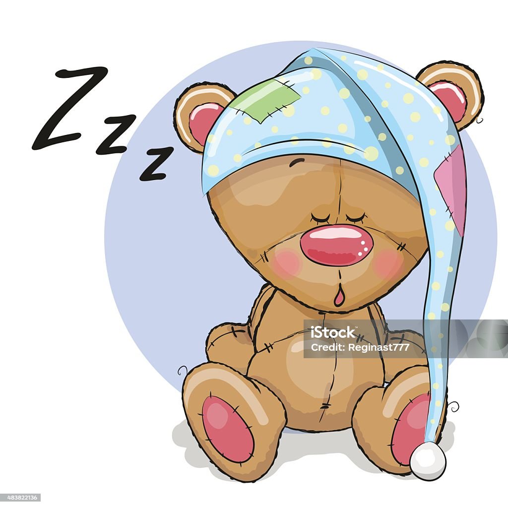 Sleeping Bear Sleeping cute Teddy Bear in a hood on a white background 2015 stock vector