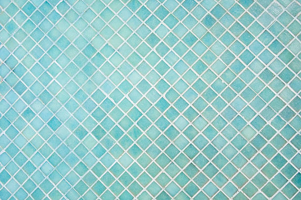 modello del mosaico quadrato blu - tiled floor foto e immagini stock