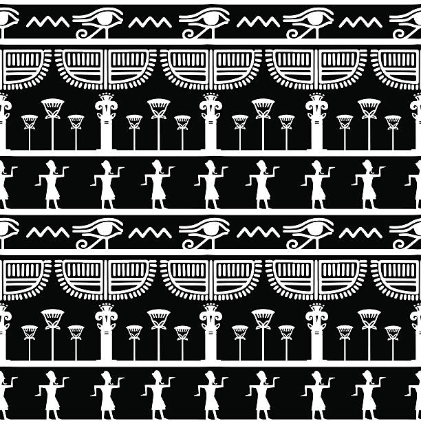illustrations, cliparts, dessins animés et icônes de egyptian motif sans couture. - egyptian culture hieroglyphics human eye symbol