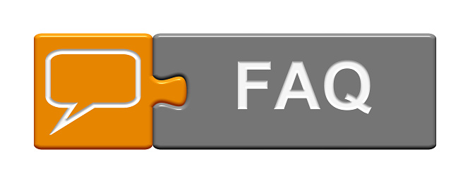 Puzzle Button of two puzzle pieces with symbol showing FAQ