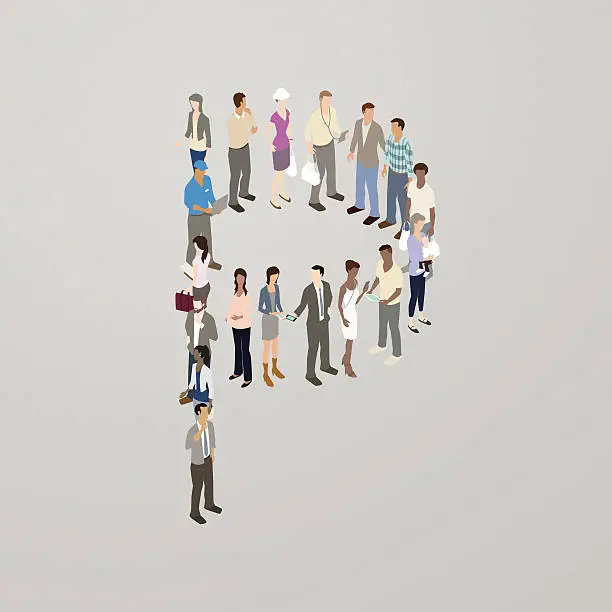 Vector illustration of People forming the letter P