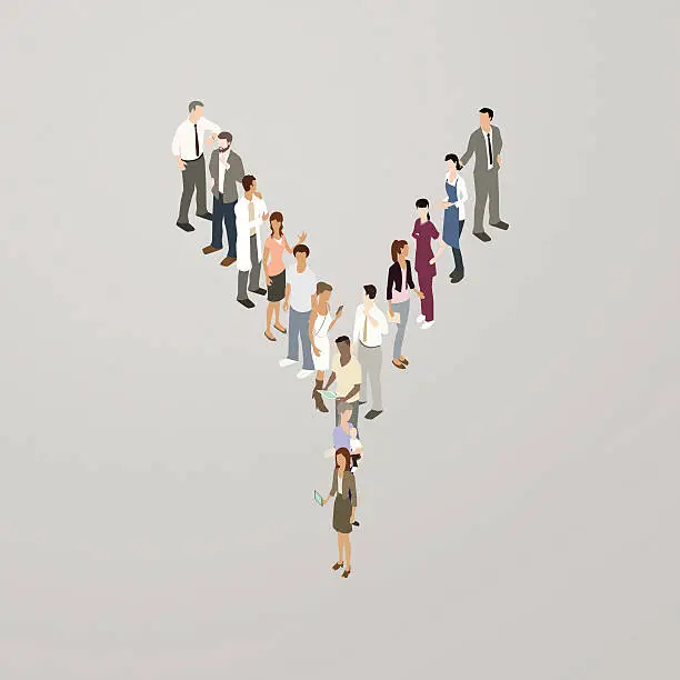 Vector illustration of People forming the letter Y