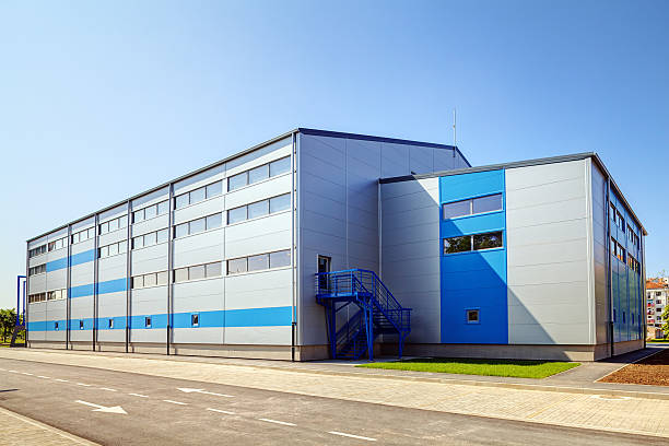 Aluminum facade on industrial building