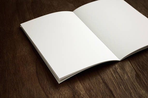 istock Blank brochure on a dark wooden background 483833751