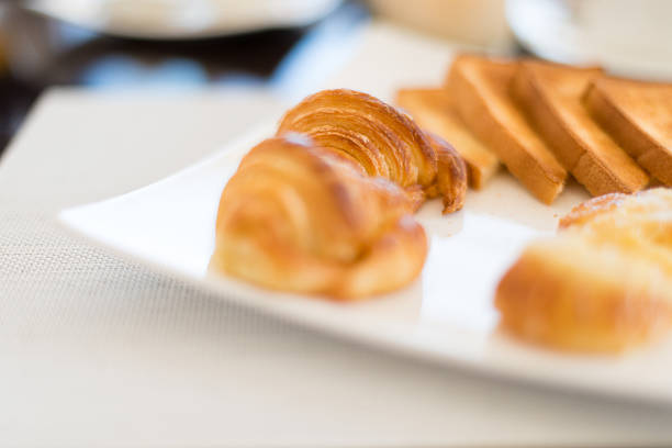 istock Fresh and tasty pastry on plate in cafe. 483834017