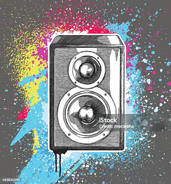 Speakers Grunge Design Stock Illustration - Download Image Now - Arts Culture and Entertainment, Backgrounds, Computer Graphic