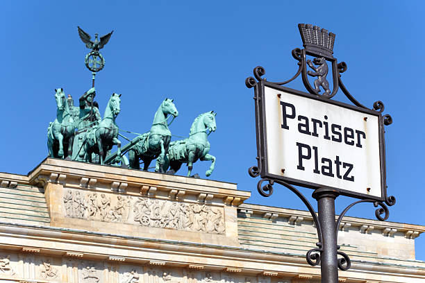 istock Pariser Platz sign, Brandenburg gate, Berlin 483834109