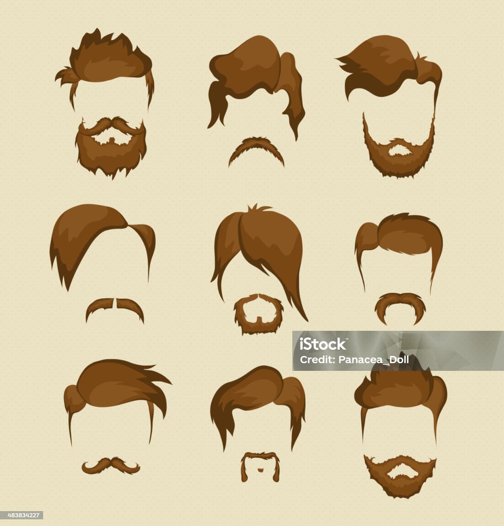 hairstyle hipster mustache, beard and hairstyle hipster Goatee stock vector