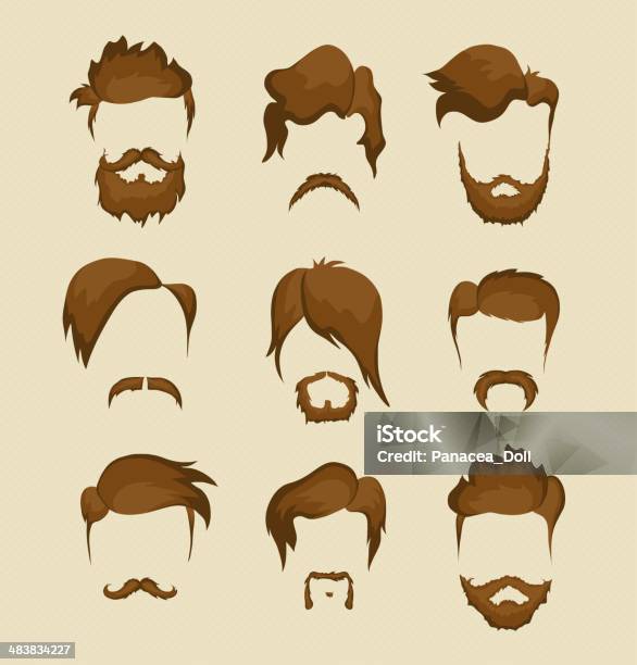 Hairstyle Hipster Stock Illustration - Download Image Now - Goatee, Mustache, Adult