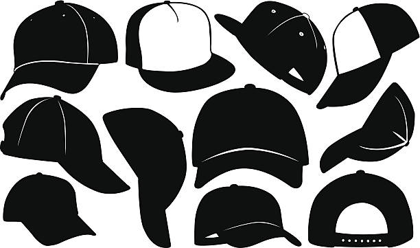 caps set of different caps silhouettes isolated cap hat illustrations stock illustrations