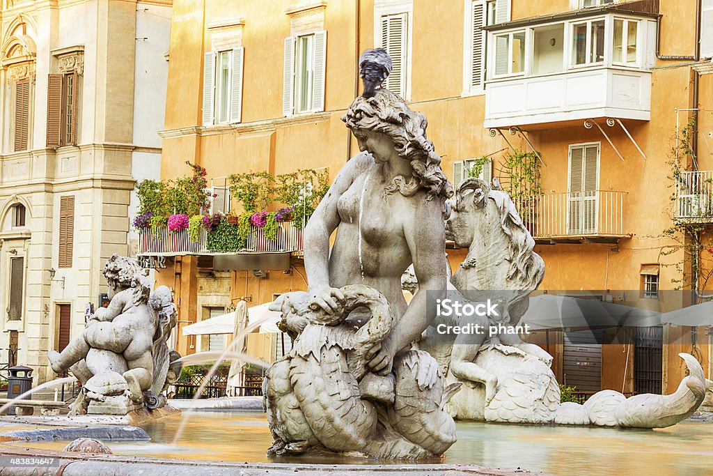 Fountain of Neptune. Roma. Italy. Architectural details of Fontana del Nettuno (Fountain of Neptune). Roma. Italy. Ancient Stock Photo