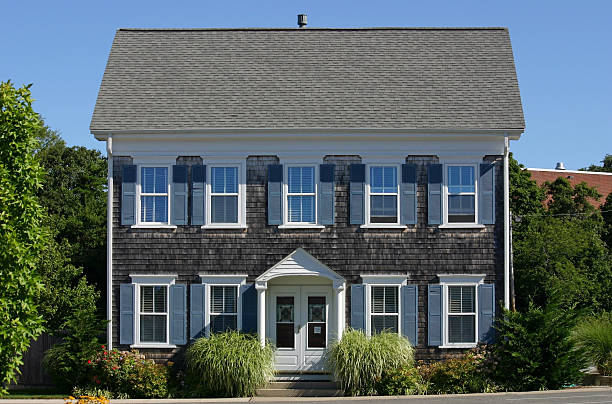 casa nova inglaterra - siding wood shingle house wood - fotografias e filmes do acervo