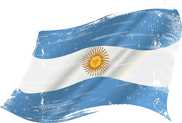 Argentinian grunge flag flag of Argentine in the wind with a texture argentinian flag stock illustrations