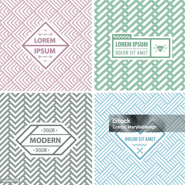 Graphic Design Templates For Logo Labels And Badges Abstract Line Stock Illustration - Download Image Now