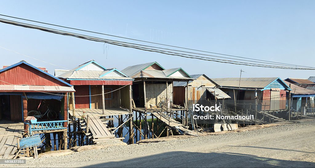 Slums in Cambodia Ghetto in Cambodia near Tonlesap Residential District Stock Photo