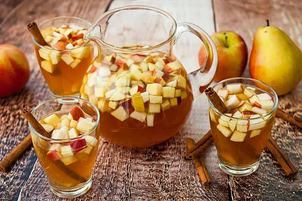 Autumn  sangria with apples,pears and cinnamon