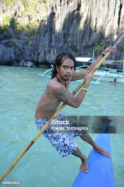 Philippino On His Traditional Banca Stock Photo - Download Image Now - 2015, Adult, Asia