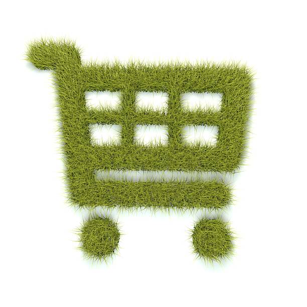 istock Shopping cart shape made from grass 483847604
