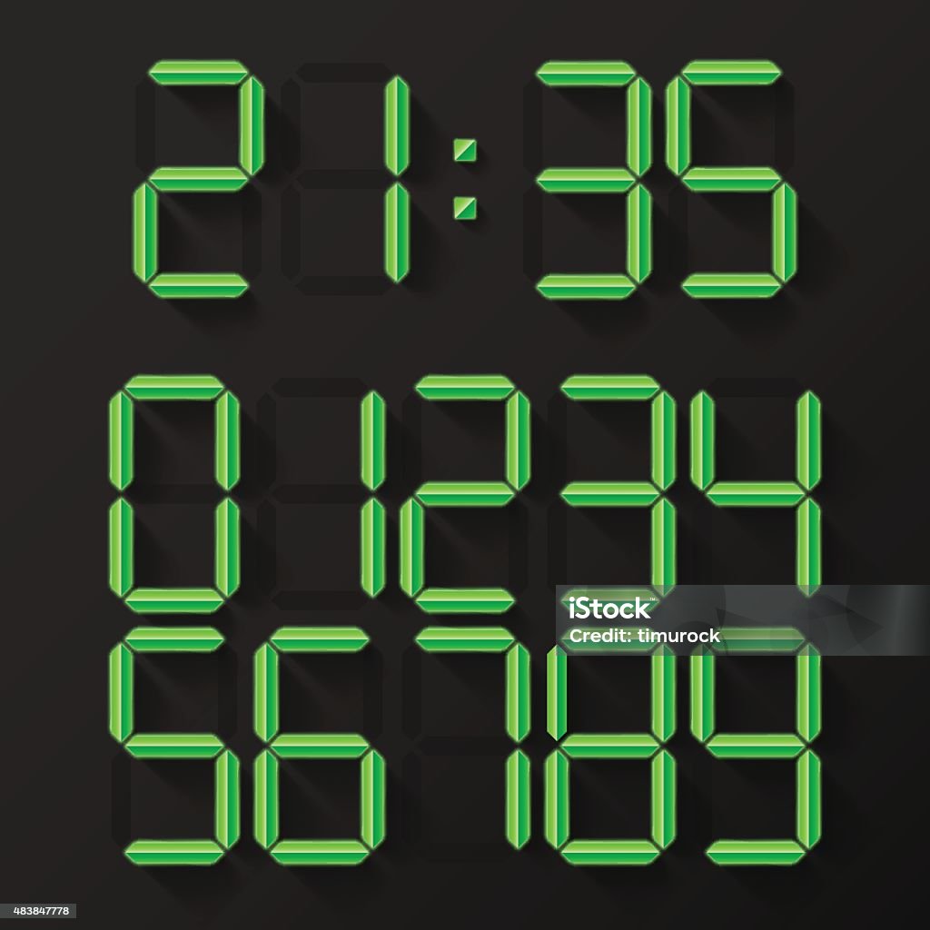 Digital Clock Numbers Stock Illustration - Download Image Now - 2015 ...