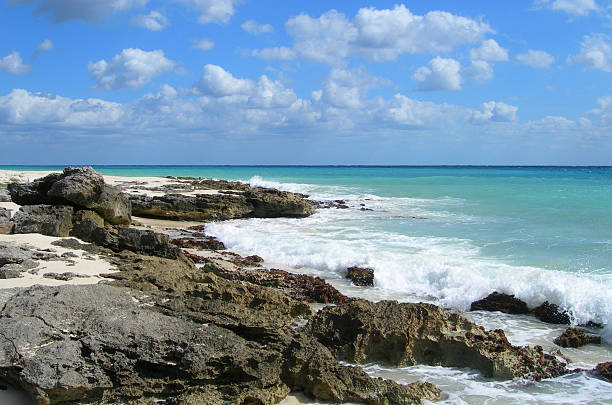 istock Caribbean rocky beach in Cancun, Mexico 483852736