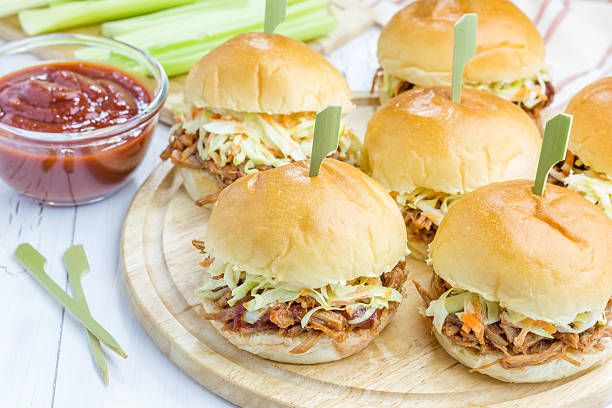 istock Beef brisket sliders on a wooden board 483853232