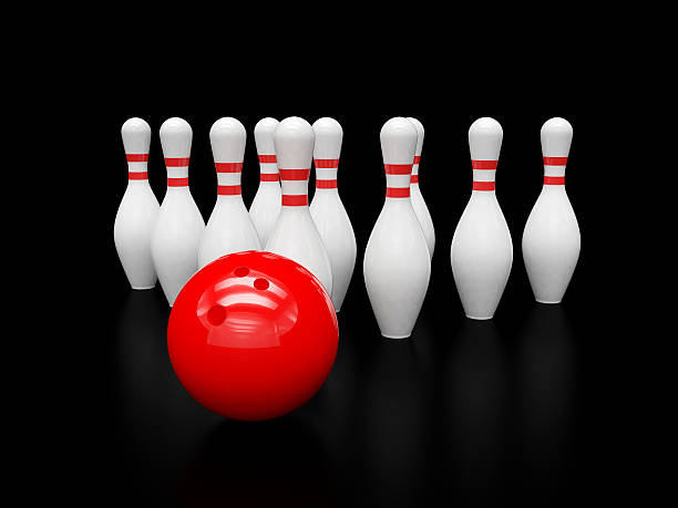 istock Bowling ball and skittles isolated 483853642