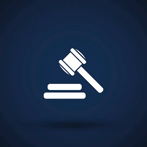 Vector illustration of icon gray background gavel law legal hammer