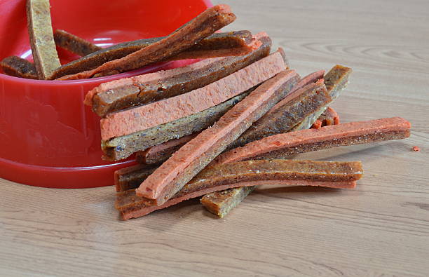 istock pet snack chicken soft jerky on bowl 483858762