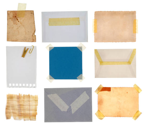 istock Collection of blue paper note, postcard and tags 483858853