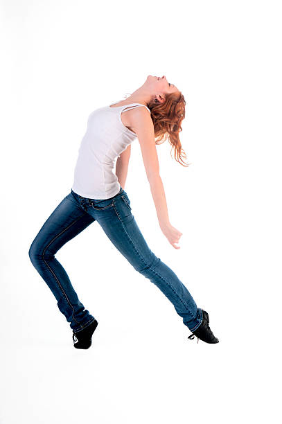 istock Woman in dance on white background. 483859025