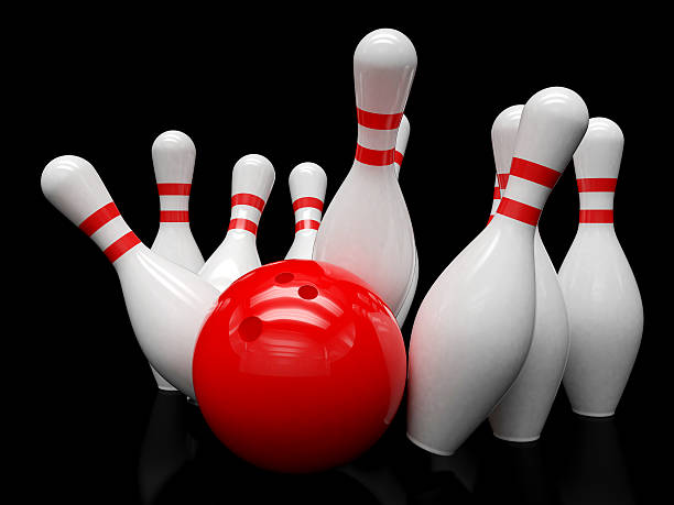 istock Bowling ball and skittles isolated 483859028