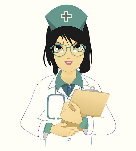 illustrazioni stock, clip art, cartoni animati e icone di tendenza di l'infermiere - nurse standing white background beauty