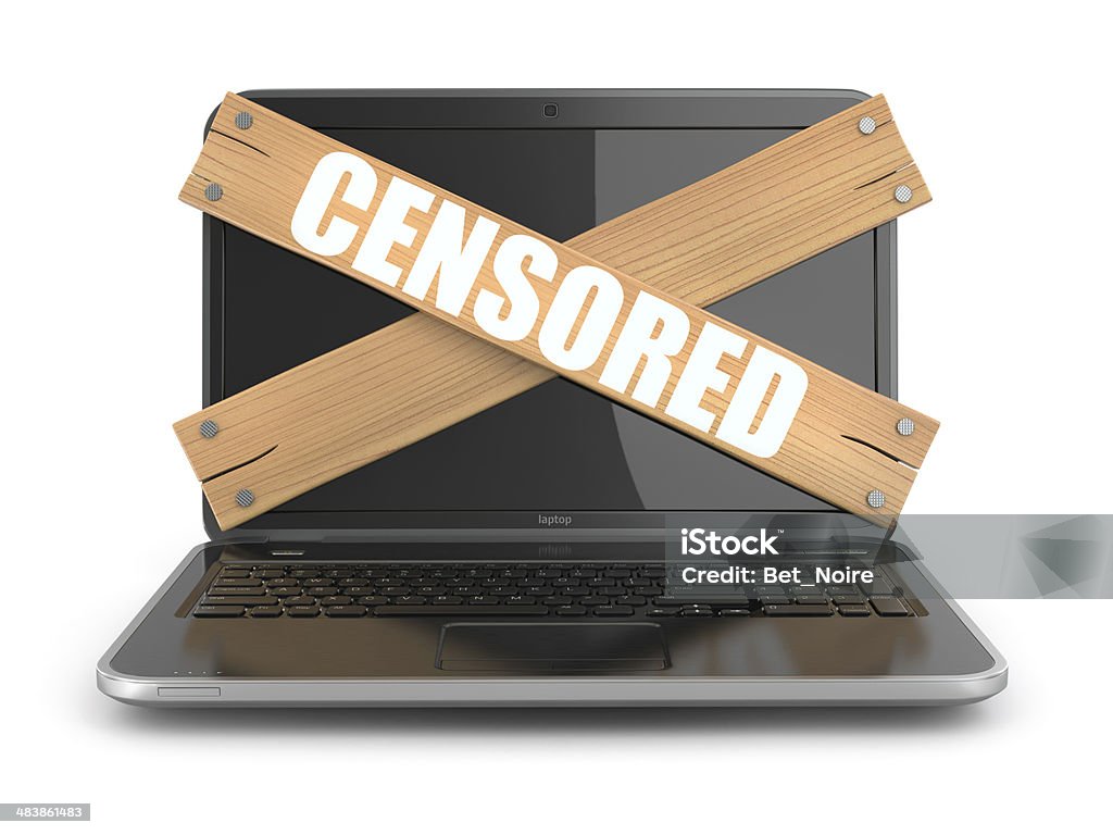 Concept of censure. Boarded up laptop Concept of censure. Boarded up laptop, 3d Accessibility Stock Photo