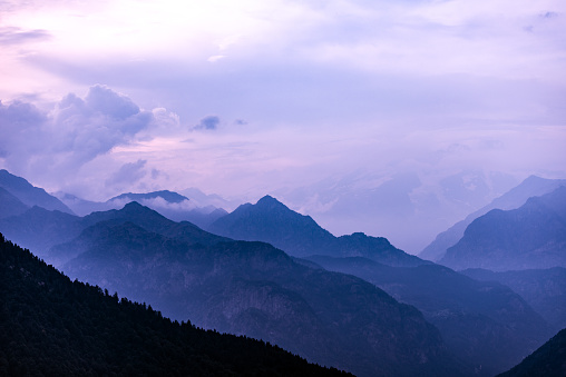 Italian Alps mountains misty landscape