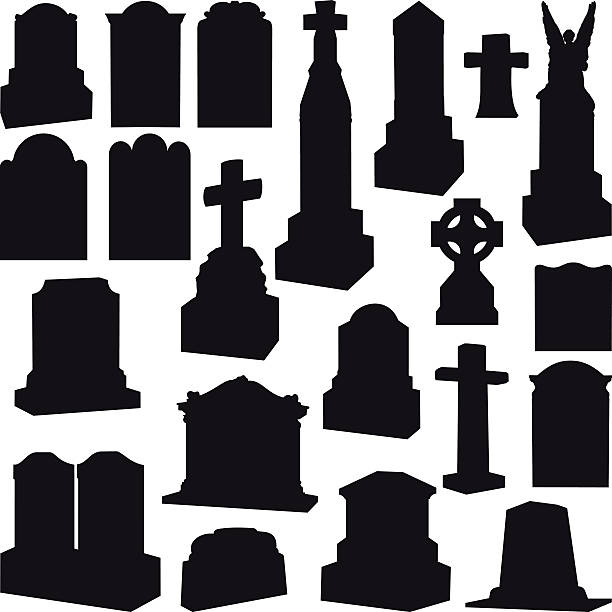 tombstones, headstones, gravestone 및 크로스관 - crypt stock illustrations