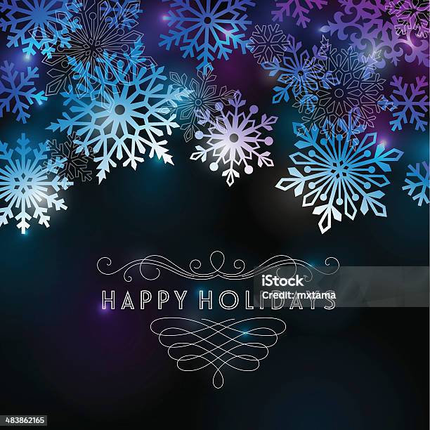 Cartão De Natal Moderna - Arte vetorial de stock e mais imagens de Floco de Neve - Floco de Neve, Cor preta, Azul