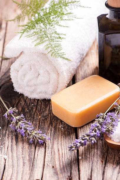 istock Soap with Lavender Flowers 483862890