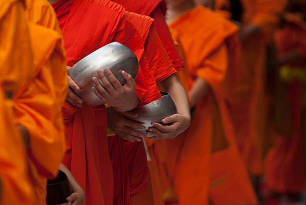 monks monks walking cambodian culture stock pictures, royalty-free photos & images
