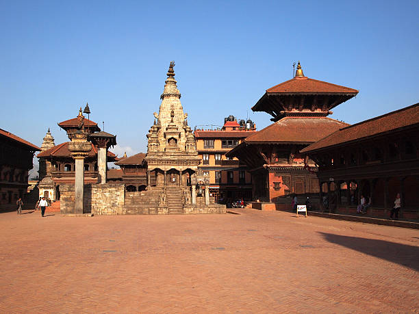 Durbar Square Temples at Durbar Square, Bhaktapur, Nepal patan durbar square stock pictures, royalty-free photos & images