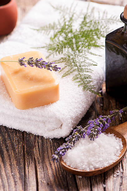 istock Soap with Lavender Flowers 483864084