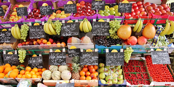 Fruit stand on the street in Paris, France