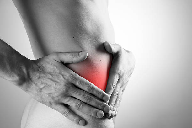 istock Pain in a man's body. Attack of appendicitis 483869856