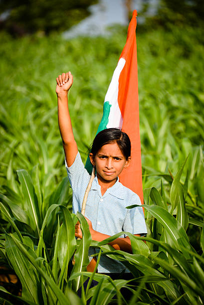 Cтоковое фото Девушка с Индийский флаг