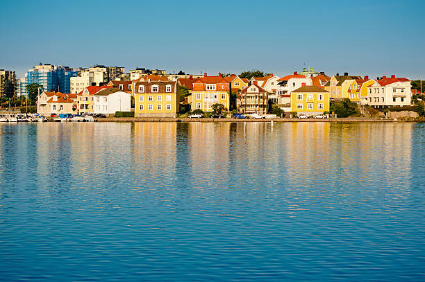 View of the bay with beach at Aarhus in Denmark
